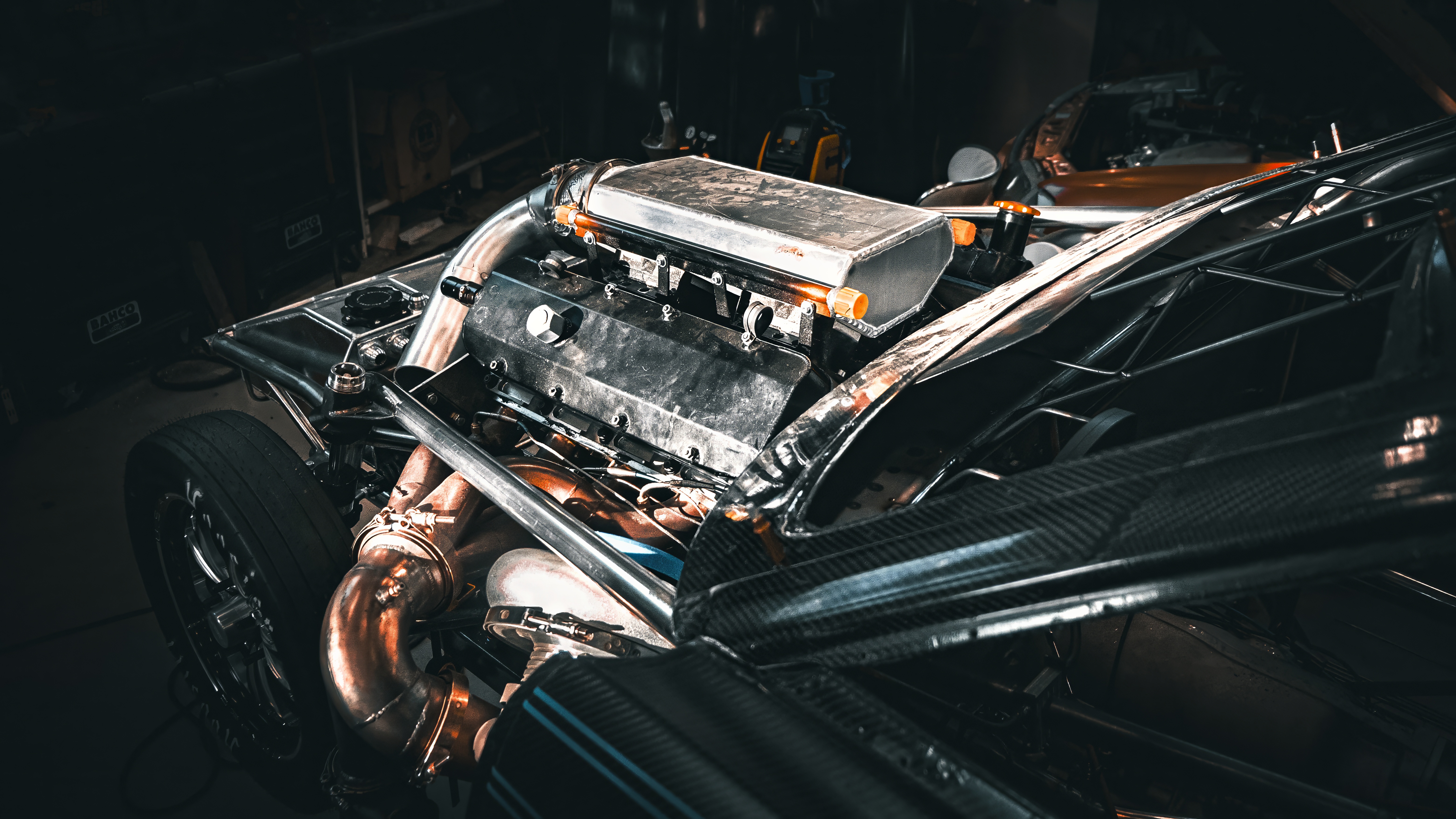 Car engine bay detail